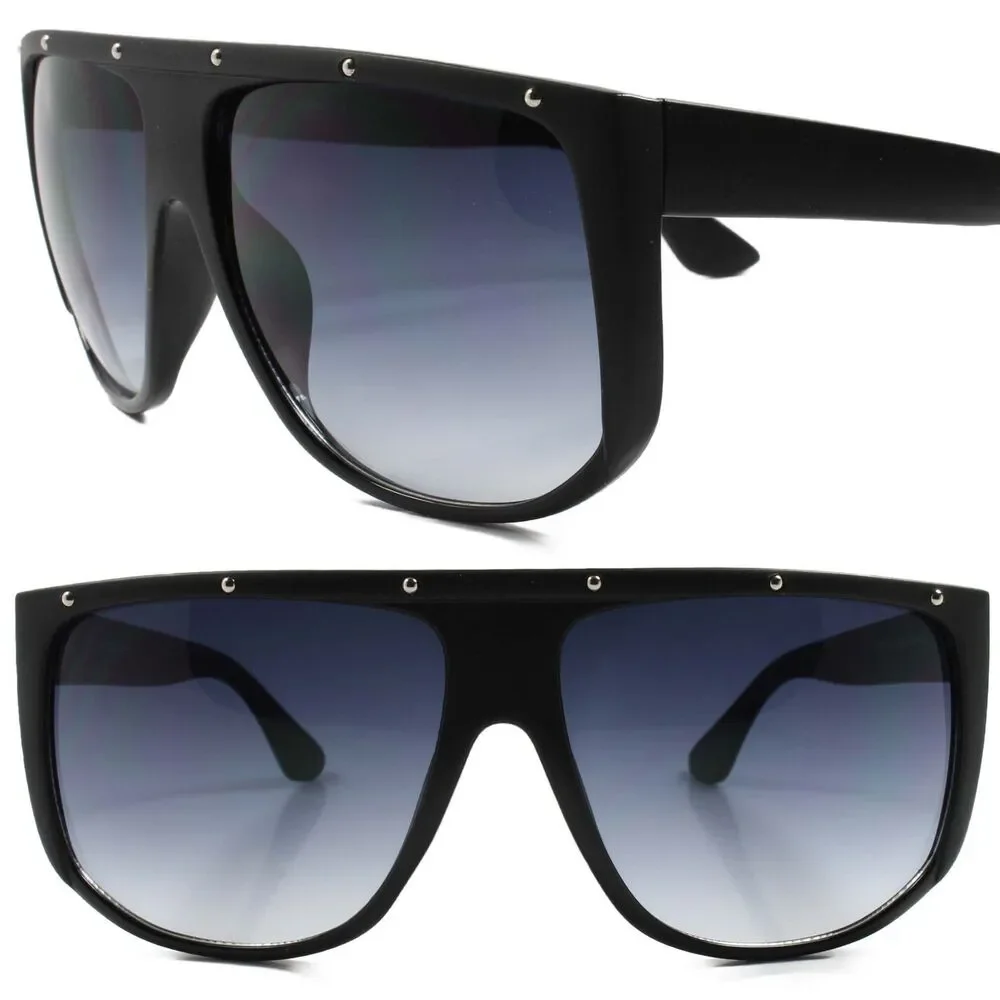 Classic Look Rich 80s Hip Hop Flat Top Oversized Square Sunglasses Black Frame